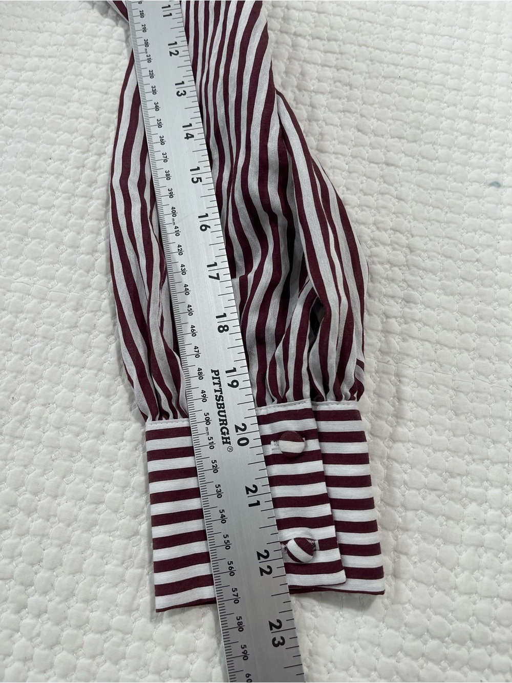Anthropologie Maeve Tie Neck Blouse XXS Burgundy Stripe Office Career Parisian - Picture 8 of 13